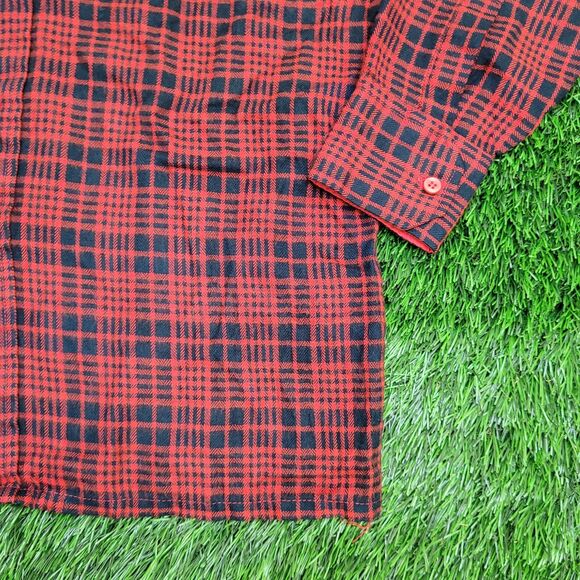 Vintage 80s Plaid Button Shirt Medium 21x29 Red - Picture 13 of 13